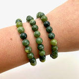 8mm Nephrite Jade Bracelet, Round Nephrite Jade Bracelet, Nephrite Jade Gemstone Bracelet, GCC-1