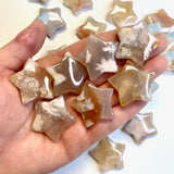 Flower Agate Star Carving, Flower Agate Gemstone Star, Flower Agate Star, Flat Flower Agate Star Carving, B-25