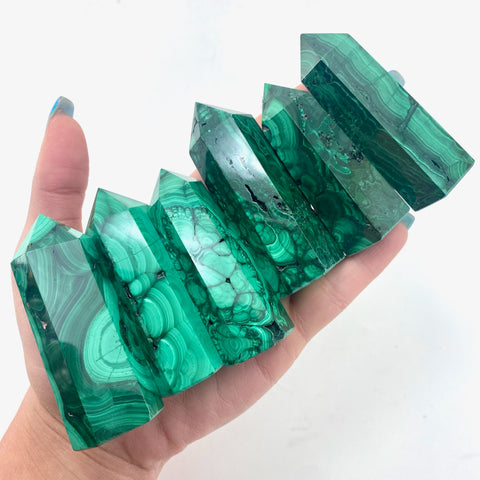 Natural Malachite Point, Polished Malachite Point, Malachite Obelisk, Pointed Malachite, Malachite Point