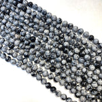 8mm Round Snowflake Obsidian Bead, Snowflake Bead, Snowflake Bead Strand, 16” Snowflake Bead Strand