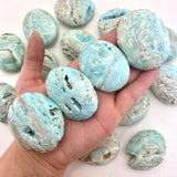 Blue Aragonite Palm Stone, Natural Blue Aragonite Palm, Polished Aragonite Palm, Healing Blue Aragonite