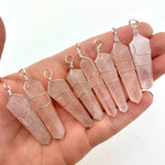 Wire Wrapped Rose Quartz Pendant, Rose Quartz Pendant, Rose Quartz Point Pendant, J-30