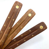 Sun Incense Stick Holder, Wooden Ash Catcher, Sun Inlay, Wooden Incense Holder