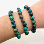 8mm Chrysocolla Bracelet, Round Chrysocolla Bracelet, Chrysocolla Gemstone Bracelet, GC-46