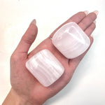 XL Pink Calcite Tumbled Stone, Pink Calcite Palm Stone, UV Reactive Pink Calcite, P-117