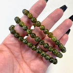 Green Garnet Round Bracelet, 5-6mm Green Garnet Bracelet, Quality Green Garnet Bracelet, A-14