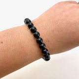 8mm Black Tourmaline Bracelet, Round Black Tourmaline Bracelet, Black Tourmaline Gemstone Bracelet, GC-19