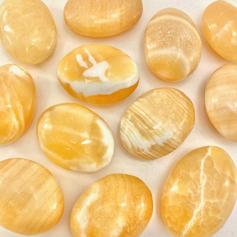 Orange Calcite Palm Stone, Healing Orange Calcite, Smooth Orange Calcite, Orange Calcite Palm