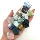 Raw Gemstone Pendant, Choose your own stone, Natural Gemstone Pendant, Capped Gem Pendant