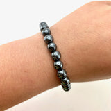 8mm Hematite Bracelet, Round Hematite Bracelet, Hematite Gemstone Bracelet, GC-60