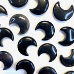 Obsidian Moon Carving, Obsidian Gemstone Moon, Obsidian Moon, Flat Obsidian Moon Carving, B-30