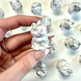 Howlite Chubby Cat, Howlite Cat Carving, Howlite Gemstone Cat Carving, Chubby Kitty Carving, Howlite Kitty Carving, B-34