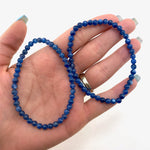 Dainty Blue Kyanite Bracelet, Round Bead Kyanite Bracelet, 3-4mm Kyanite Bracelet, GA-11