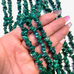 32” Malachite Bead, Malachite Chip Bead Strand, Malachite Bead Necklace, Beaded Malachite