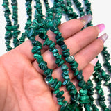 32” Malachite Bead, Malachite Chip Bead Strand, Malachite Bead Necklace, Beaded Malachite