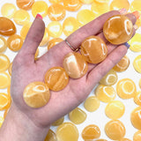 Orange Calcite Flat Stone, Orange Calcite Circle, Orange Calcite Pocket Stone, Polished Orange Calcite, B-60