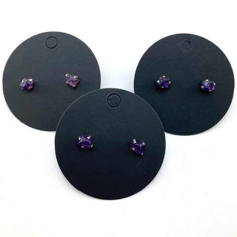 Amethyst Stud, Polished Amethyst Earring, Dainty Amethyst Earring, Amethyst Stud Earring