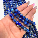8mm Round Lapis Lazuli Bead, Lapis Bead, Lapis Bead Strand, 16” Lapis Bead Strand