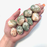 Stilbite and Celadonite Tumble, Tumbled Stilbite and Celadonite, Pocket Stilbite Stone, Polished Stilbite, B-59