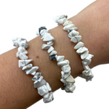 Howlite Gemstone Bracelet, Howlite Bracelet, Howlite Chip Bracelet