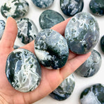 Moss Agate Palm Stone, Green Moss Agate, Polished Moss Agate Palm, Healing Moss Agate Palm