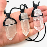 Quartz Point Necklace, Quartz Point on Cord, Large Quartz Pendant, J-16