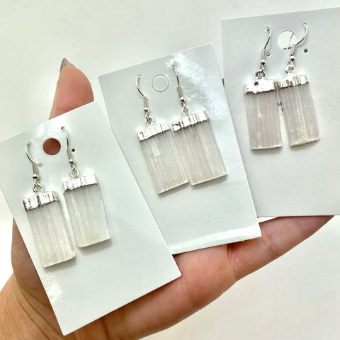 Selenite Earring Set, Raw Selenite Earring, Natural Selenite Earrings, J-07