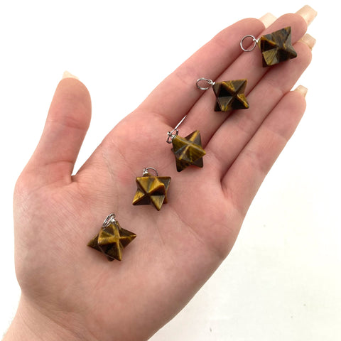 Tigers Eye Merkaba Pendant, Carved Tigers Eye Merkaba, Merkaba Necklace, Merkaba Tigers Eye Pendant