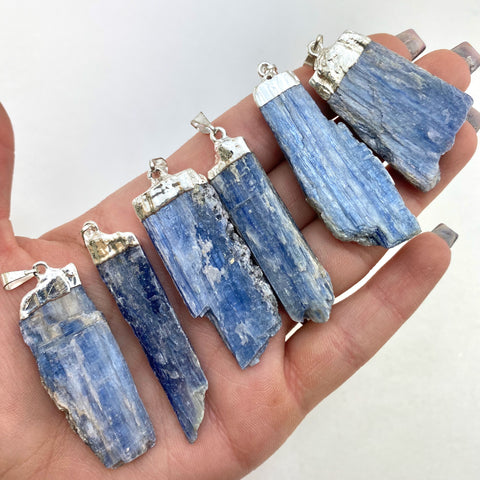 Silver Cap Blue Kyanite, Blue Kyanite Pendant, Natural Kyanite Pendant, Blue Kyanite with Silver, J-18