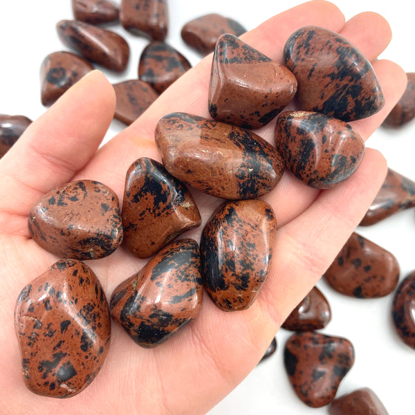 Mahogany obsidian red gemstone leaf beads (G1735)