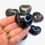 Black Moonstone Heart, Polished Black Moonstone, Pocket Black Moonstone, B-11