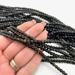 4mm Round Goldsheen Obsidian Bead, Goldsheen Obsidian Bead, 16” Goldsheen Obsidian Bead Strand