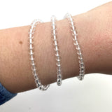 Dainty Clear Quartz Bracelet, Round Bead Quartz Bracelet, 3-4mm Clear Quartz Bracelet