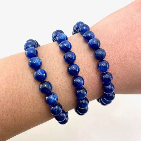 8mm Blue Kyanite Bracelet, Round Blue Kyanite Bracelet, Blue Kyanite Gemstone Bracelet, GC-16