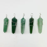 Wire Wrapped Aventurine Pendant, Green Aventurine Pendant, Aventurine Point Pendant, J-34