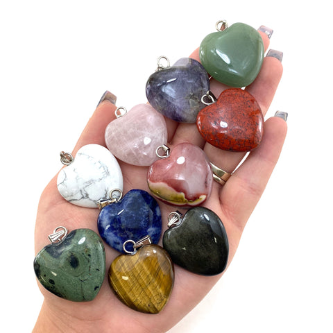 Heart Pendant, Choose your own heart, Polished Heart Pendant, Gemstone Heart Pendant