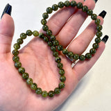 Green Garnet Round Bracelet, 5-6mm Green Garnet Bracelet, Quality Green Garnet Bracelet, A-14