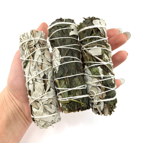 4" Peppermint and White Sage Bundle, Peppermint Smudge, Peppermint Sage Bundle