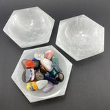 Selenite Hexagon Bowl, Polished Hexagon Bowl, 12cm Bowl, Selenite Bowl