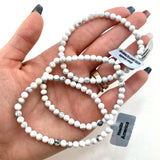 Dainty Howlite Bracelet, Round Bead Howlite Bracelet, 3-4mm Howlite Bracelet