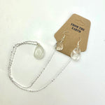 Clear Quartz Necklace and Earring Set, Quartz Pendant, Quartz Earrings, 18" Chain