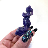 Lepidolite Mewtwo Carving, Mewtwo Pokemon Gemstone Carving, Mewtwo Crystal Carving