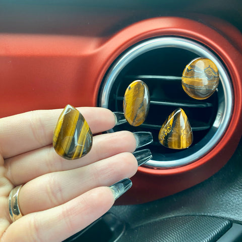 Tigers Eye Car Vent Clip, Tigers Eye Crystal Car Clip, Crystal Vent Clip, Gemstone Vent Clip for Car, Protection