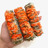 ORANGE Sinuata White Sage, Flower Sage, White Sage with Orange Flowers, White Sage with Dried Flowers