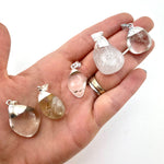 Silver Cap Quartz Pendant, Dainty Quartz Pendant, Quartz Necklace, Silver Quartz Pendant