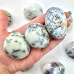 White Agate with Dendrite Palm Stone, Dendrite Agate Palm, Polished Dendrite Agate Palm