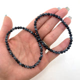 Dainty Snowflake Obsidian Bracelet, Round Bead Snowflake Bracelet, 3-4mm Snowflake Obsidian Bracelet, GA-22