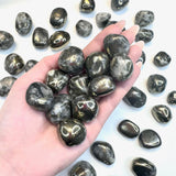 Tumbled Chalcopyrite and Quartz, Quartz with Chalcopyrite Inclusions, Chalcopyrite and Quartz Tumbled Stone, P-60