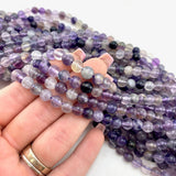 6mm Round Purple Fluorite Bead, Purple Fluorite Bead, Purple Fluorite Bead Strand, 16” Purple Fluorite Bead Strand