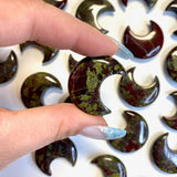 Dragonsblood Jasper Moon Carving, Dragonsblood Gemstone Moon, Dragonsblood Moon, Flat Dragonsblood Moon Carving, B-28